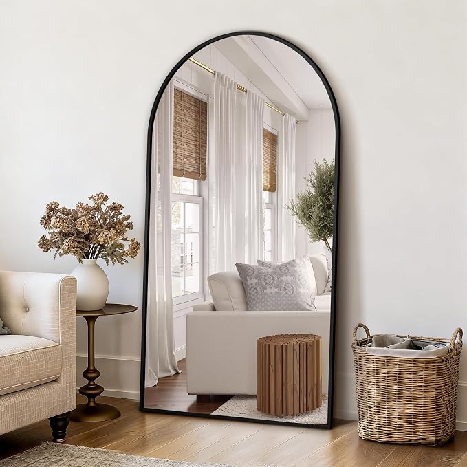 Arched Bathroom Mirror for Wall, 55" x 30" Metal Frame Vanity Mirror, Black - Image 6