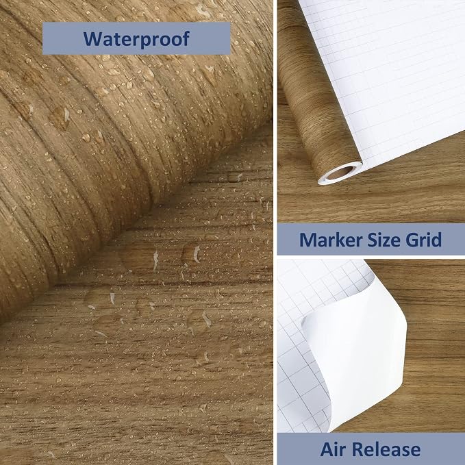 WESTICK Brown Wood Contact Paper Peel and Stick Wood Wallpaper Self Adhesive Waterproof Contact Paper Wooden Countertop Vinyl Wrap Wallpaper for Kitchen Dinner Table Cabinets Desk 15.8 x 78 in - Image 5