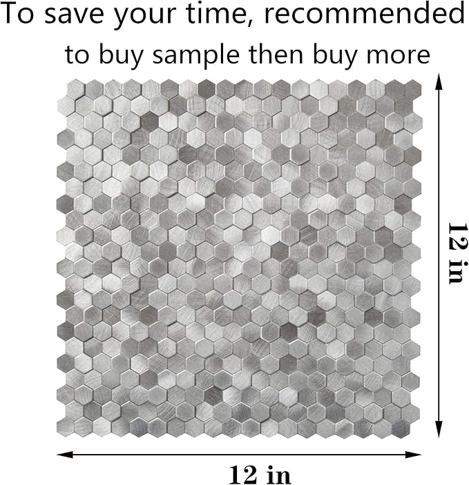 KASARO Peel and Stick Backsplash Tiles, 12" x 12" 3D Silver Hexagon Metal Mosaic Wall Panel, Self-Adhesive Waterproof Kitchen Backsplash for Bathroom, Fireplace, Living Room Decor, 8 Pack - Image 5
