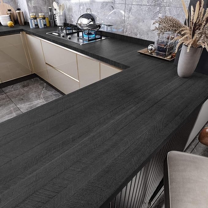 WESTICK Wood Peel and Stick Countertop Contact Paper Wood Grain Vinyl Wrap Waterproof Self Adhesive Wood Countertop Wallpaper for Kitchen Cabinets Drawers Tables Kitchen Office Desk DIY 12"x120" by WESTICK
