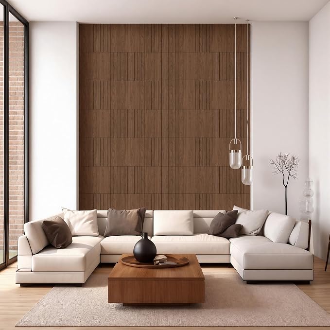 21 Pcs Peel and Stick Wood Slat Wall Panels for Interior Decor 3 Style Self Adhesive Walnut Wood Fluted Decorative Acoustic Wall Panels for Paneling Decor 3D Fluted (Classic) - Image 5