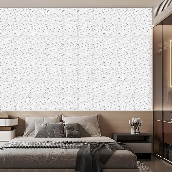 Heikki 30 Pack 3D Wall Panel for Interior Wall Décor, PVC Flower Textured Wall Panels for Living Room Bedroom Hotel Office, 11.8"x11.8", Double-Sided Tape (White-SZ) - Image 7
