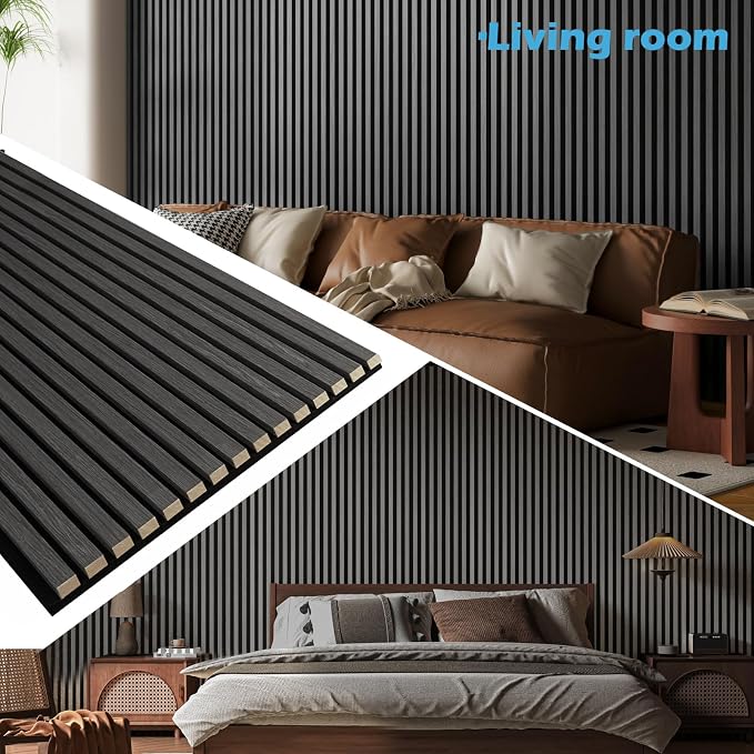 Art3d 2-Pack 94.5" x 24" Acoustic Wood Panels for Wall, 31 sq.ft Soundproof Wood Slat Panels, 3D Fluted Sound Absorbing Paneling for Interior Wall Decor, Living Room, Bedroom - Smoky Oak - Image 3