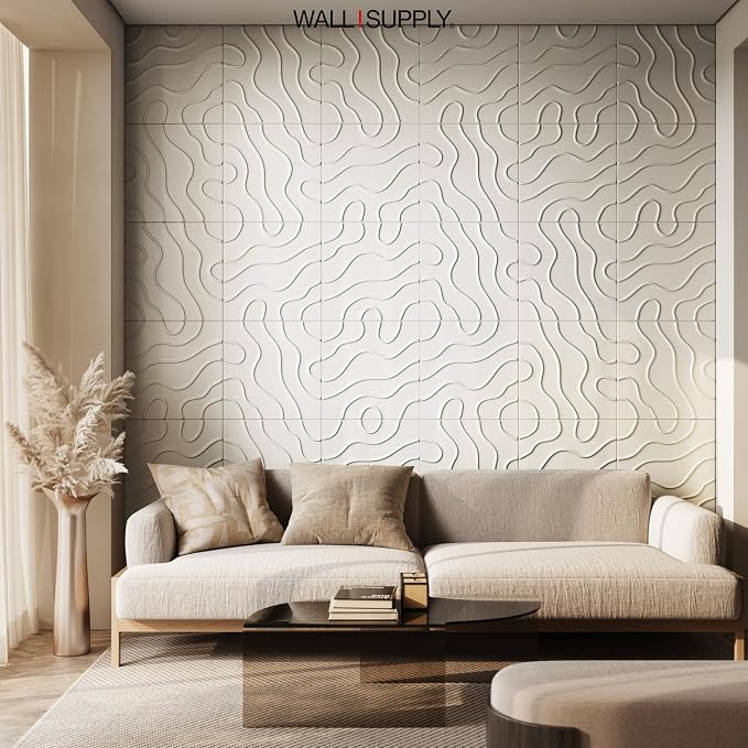 Wall!Supply 3D Flow Line Wall Panels, 12-Pack, White | Lightweight XPS Foam, Wallpaper Alternative, Easy DIY Installation, Covers 32.29 Sq Ft, for Living Room, Bedroom, Office - Image 7