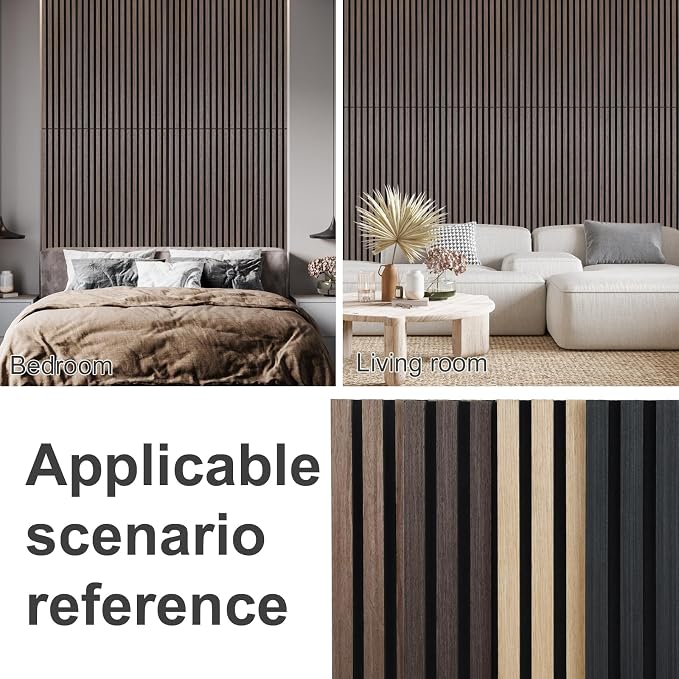 Wood Panels for Wall Acoustic Slat Wall Panels 2-Piece 47.2"×23.6" 3D Fluted Sound Absorbing Panel for Interior Wall Decor and Ceiling - Dark Walnut - Image 6