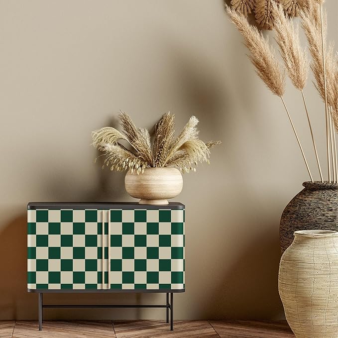 Drydiet Turquoise Checkered Peel and Stick Wallpaper 15.75'' X 118" | Plaid Funky Checkered Contact Paper, Waterproof Contact Wallpaper, Vintage Gingham Decor for Room Bathroom Cabinet, Trendy - Image 3