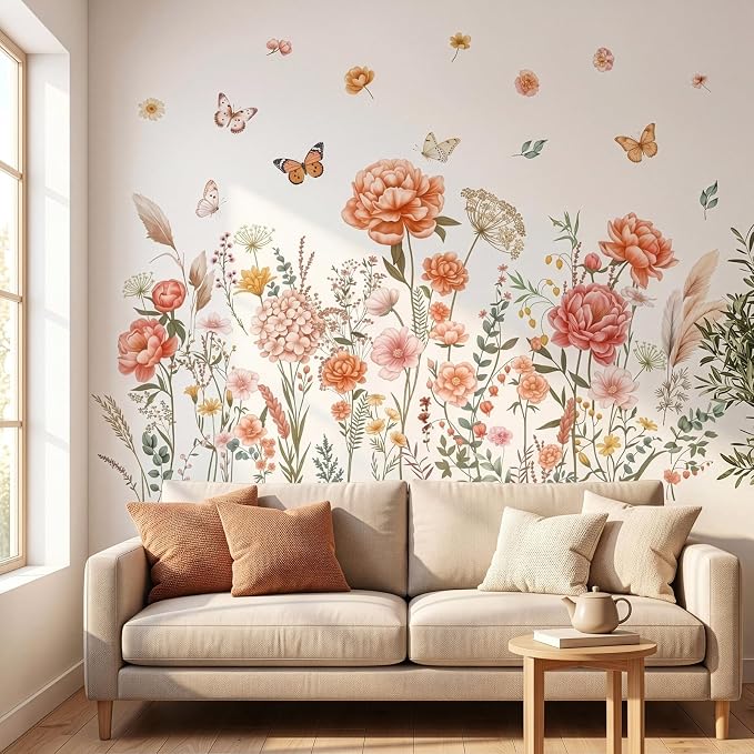 DECOWALL Boho Large Flowers Wall Decals – Removable Peel & Stick Floral Blossom Stickers for Kids Room, Nursery & Bedroom Decor, Colorful Garden Flower Wall Art (SG2-2507) - Image 3