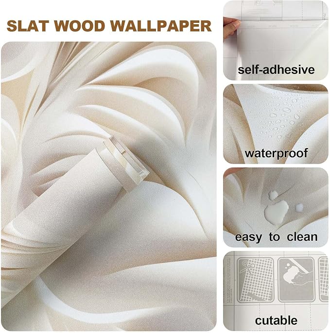 Peel and Stick Wallpaper Flat 3D Effect Interior Wall Décor Contact Self Adhesive Removable Wallpaper Renter Friendly for Bedroom Living 17.7in x 6.6ft（Not Textured Wallpaper） - Image 3