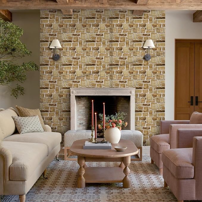 Commomy Faux Stone Peel and Stick Wall Panels | Ultralight Thin PVC Fake Rock Wallpaper DIY Wall Covering Decorative Tiles for Kitchen Backsplash,Bedroom (Covers 9.7 sq.ft) - Image 7