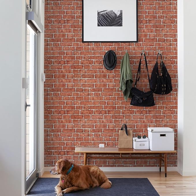 Cohoo Home Red Brick Wallpaper Peel and Stick Contact Paper Faux 787”×18” | Red Brick Contact Paper for Walls Brick Wrapping Paper Self Adhesive Removable Wallpaper Bedroom Kitchen Backsplash Fireplace - Image 2