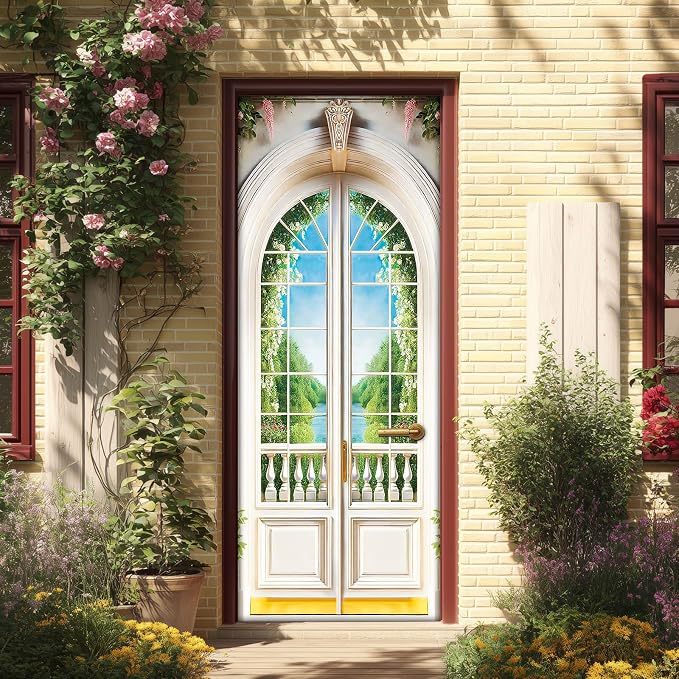 HOMETITUTE Arched White Door River Nature Peel Stick 30.3x78.7 Vinyl | Wall Cover Poster Decals Removable Wallpaper Self Adhesive Livingroom Bedroom Office - Arched River by HOMETITUTE