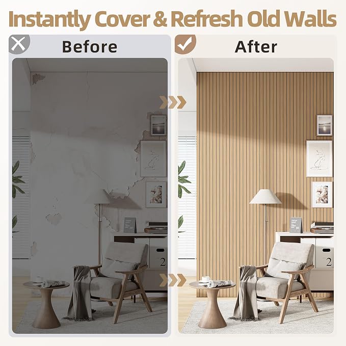 Peel and Stick Wood Slat Wall Panels, 3D PVC Faux Teak Wood Grain Wallpaper | 15.75"x236" Soundproof Wall Panels with Self Adhesive, Wall Coverning for Accent Walls Ceiling Bedroom Bathroom Kitchen Decor - Image 7