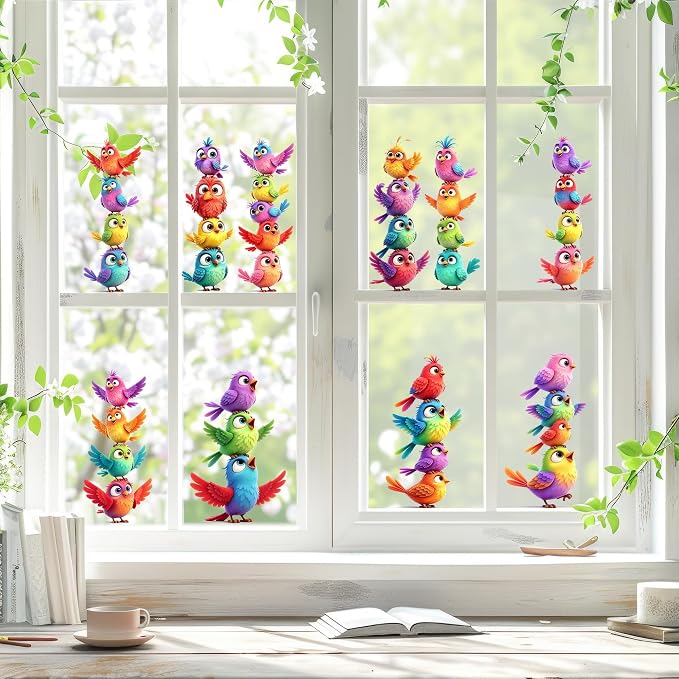 10P Funny Colorful Birds Vinyl Decals on Branch Wall Car Home for Girl Boys | Easy to Peel and Stick, Waterproof, with Vibrant Colors and Lively Designs Suitable for a Variety of Occasions - Image 5