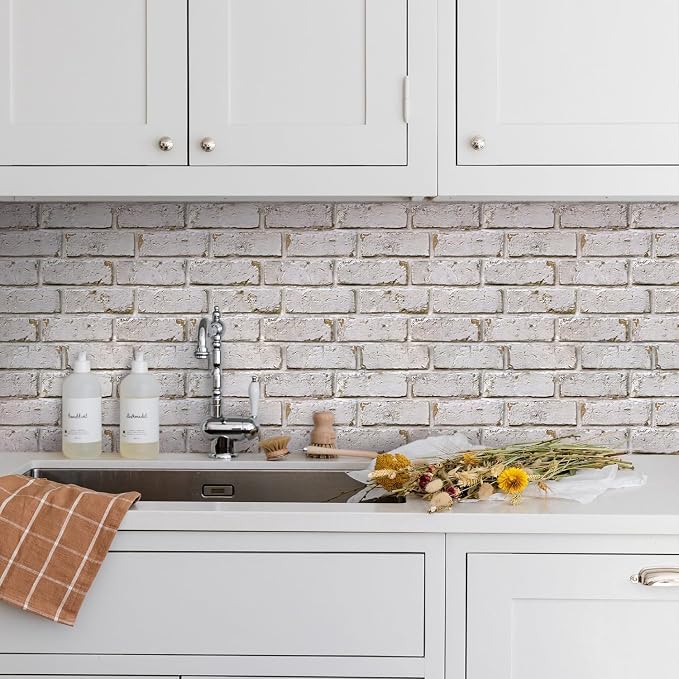 COMSTICKC 3D Faux Brick Wall Panels Peel and Stick, 10 Pcs 11.8" x 11.8" | Retro Yellow and White, Not Real Brick, Small Size, PVC Brick Wall Sticker Covering Wallpaper for Quick DIY, Cover 9.7 sq ft - Image 9