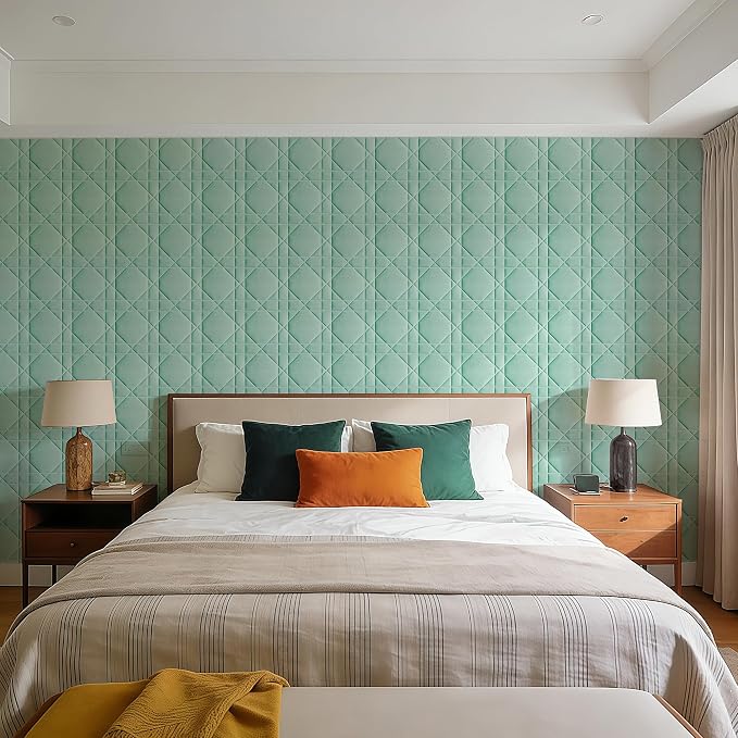 Velvet 3D wall Panels for Interior wall Decor Peel and Stick, Soundproof Geometric Textured 3D Wall Panels for Living Room, Bedroom, TV Background 17.7" x 17.7" 12pcs (Green) - Image 7