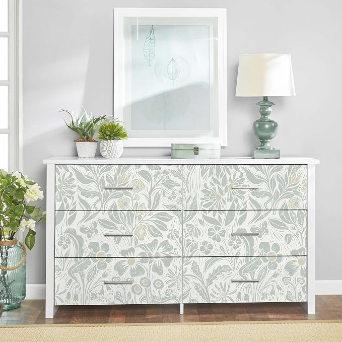Heroad Floral Contact Paper Green Peel and Stick Wallpaper Botanical Self Adhesive Removable Stick on Wall Paper for Cabinets Drawers Waterproof Bathroom Pantry Wall Decor Vinyl Roll 17.3''x78.7'' - Image 2