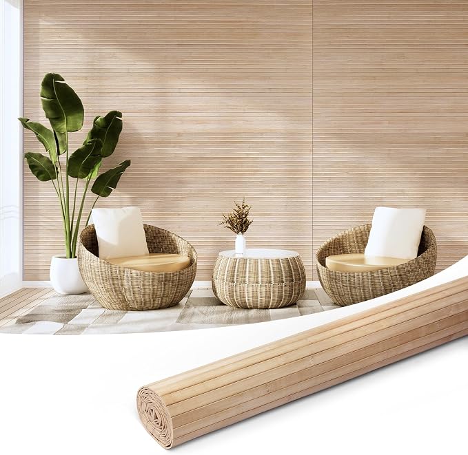 Art3d 48 x 96 in Pole Wrap Natural Bamboo Wall Panel, 1-Pack, Carbonized | Renewable Raw Board, Waterproof, No Emission, Wear-Resistant, Freely Cuttable, Stylish Wall Decor for Bedroom and Office by Art3d