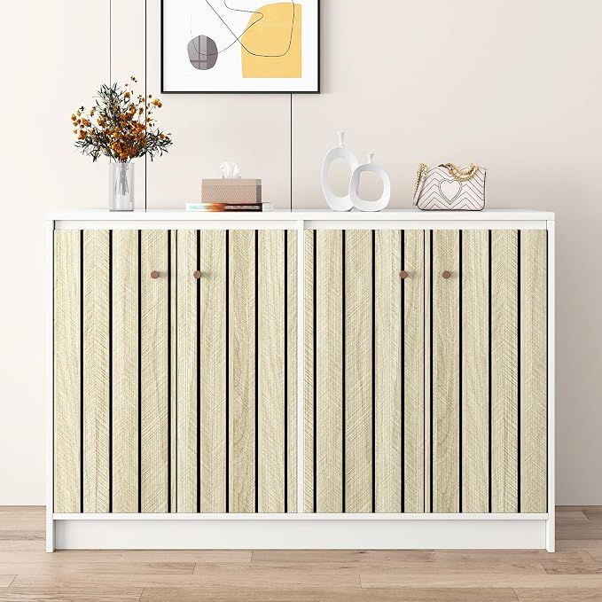 Light Oak Slat Wall Paneling 3D Foam Fluted Wood Slat Wallpaper Peel and Stick 16.8"x196" Acoustic Panels for Interior Wall Removable Wood Contact Paper for Living Room Cabinets Bedroom - Image 7