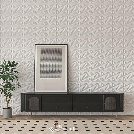 Art3dwallpanels 100 Pack 3D Wall Panels Diamond, White, 12''x12'' | PVC Accent Wall Panels for Interior Wall Decor, Living Room Lobby Bedroom Hotel Office - Image 5