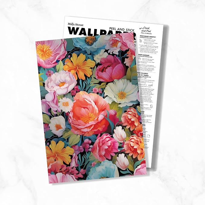 Main Street Peel and Stick Wallpaper Sheets, Vibrant Flowers, 12-Pack | 11 x 16 in sheet size; Covers up to 14.67 sq ft; Eco-friendly paper material; No paste or additional adhesive required - Image 6