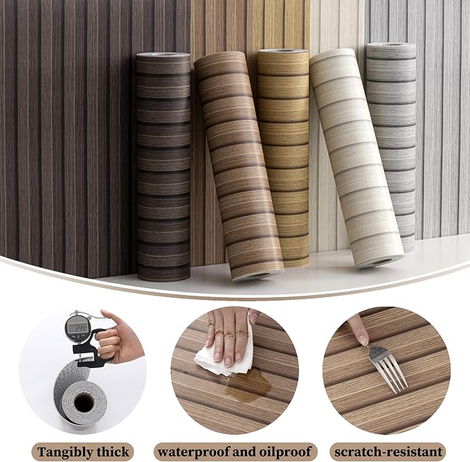 Light Walnut Peel and Stick Slat Wall Panels,Wood Grain Paneling | (118"x15.75",13Sq.ft)Self-Adhesive,Soundproof,Waterproof,Art,3D,Faux Wood Panels,for Bedroom,Bathroom,Entryway, Ceilings - Image 4