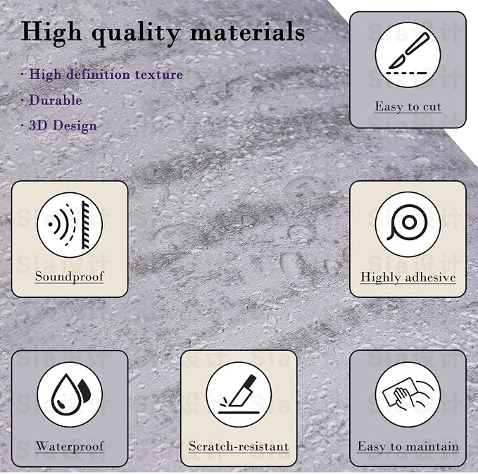 Peel and Stick 3D Wall Panels PVC Gray Faux Travertine Textured 15.7" x 118.1" PVC Self-Adhesive Waterproof Soundproof Removable Thick Wallpaper Wall Coverings for DIY Accent Wall & Ceiling - Image 2