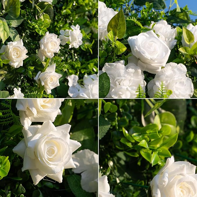4ft*8ft Artificial Flower Wall Panels, 3D Silk Rose Floral Backdrop | Roll Up Floral for Wedding, Baby Show, Party and Home Decor, Quick Assembly/Storage, Both Eco ＆ Pet Friendly - Image 4