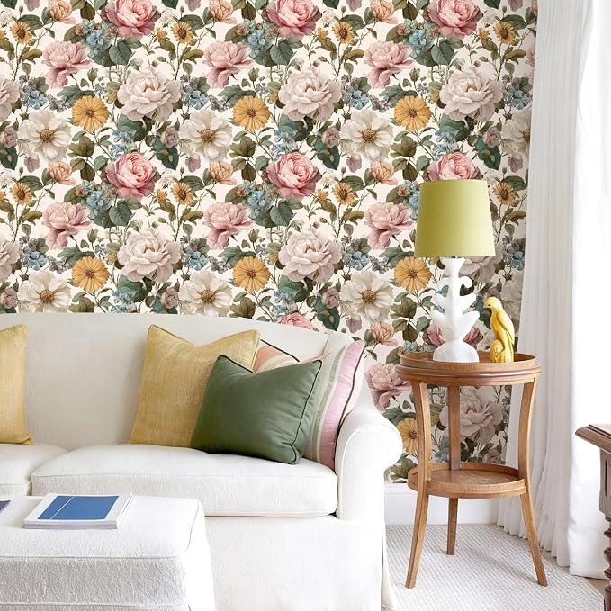 Orainege Vintage Floral Peel and Stick Wallpaper for Bedroom | 16.9inx118.1in Floral Contact Paper Self Adhesive Wallpapers for Bathroom Nursery Cabinets Decor Vinyl Roll - Image 3