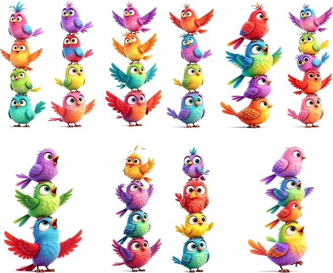 10P Funny Colorful Birds Vinyl Decals on Branch Wall Car Home for Girl Boys | Easy to Peel and Stick, Waterproof, with Vibrant Colors and Lively Designs Suitable for a Variety of Occasions by Unknown