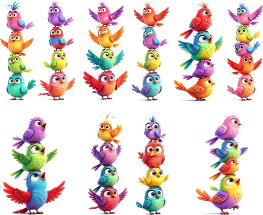 10P Funny Colorful Birds Vinyl Decals on Branch Wall Car Home for Girl Boys | Easy to Peel and Stick, Waterproof, with Vibrant Colors and Lively Designs Suitable for a Variety of Occasions by Unknown