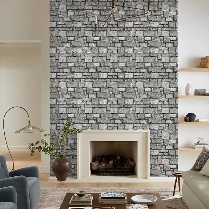 Commomy Faux Stone Peel and Stick Wall Panels | Ultralight Thin PVC Fake Rock Wallpaper DIY Stone Wall Covering Tiles for Kitchen Backsplash,Bedroom (Covers 9.7 sq.ft) - Image 9