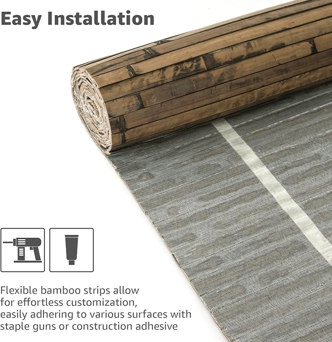 Art3d 12 x 96 in Pole Wrap Natural Bamboo Wall Panel, 2-Pack, Dark Burned | Renewable Raw Board, Waterproof, No Emission, Wear-Resistant, Freely Cuttable, Stylish Wall Decor for Bedroom and Office - Image 6