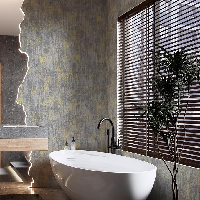 JiffDiff Vintage Metallic Peel and Stick Wallpaper Self Adhesive Industrial Metallic Concrete Wall Paper Modern Stick on Wallpaper Contact Paper(17.3" x 400" Light Gray) - Image 3