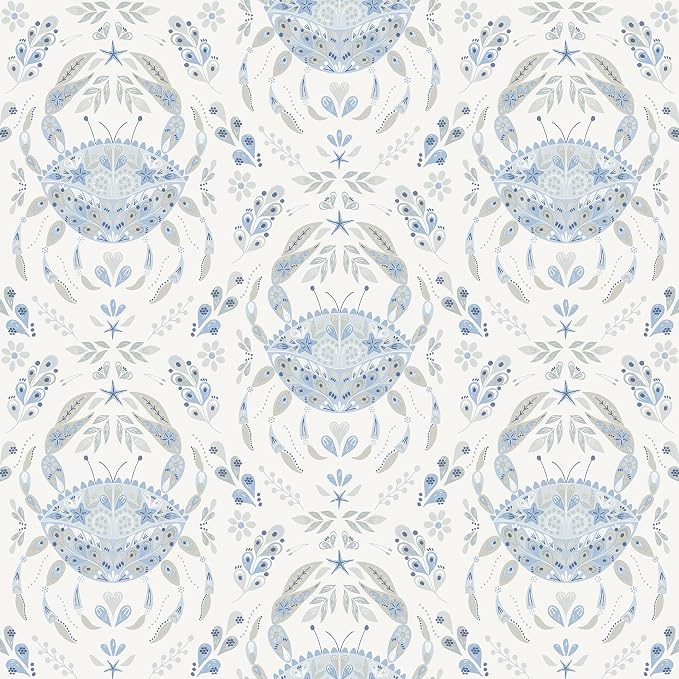 NuWallpaper by WallPops Blue Shellby Peel & Stick Wallpaper by NuWallpaper