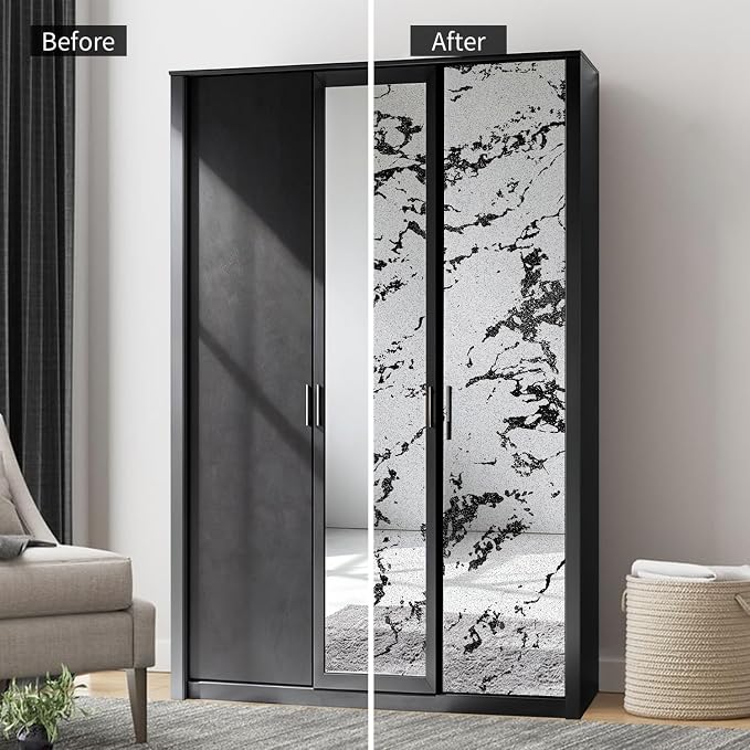 LiveInUrban Vintage Foxed Paint Antique Chrome Reflective Style Wallpaper, Grunge Peel and Stick Contact Paper for Wall Furniture Vanity Dresser Home Decor, 22.83"x78.74" - Image 3