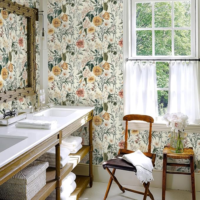Livebor Vintage Floral Peel and Stick Wallpaper for Bedroom 17in x 118in | Floral Contact Paper Self Adhesive Wallpaper Waterproof Vinyl Removable Boho for Bathroom Shelf Cabinet Decor - Image 8