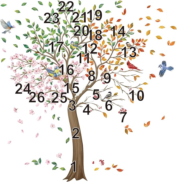 wondever Large Tree Wall Decals Tree with Flower Birds Wall Stickers （XL | Peel and Stick, Removable, Wall Art Decals, Wall Decoration, Living Room Bedroom, Office Sofa TV Home Wall Decor - Image 5