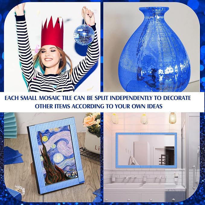 7200 Pieces Blue Disco Mirror Tile Self-Adhesive Mirrors Mosaic Tile - Image 5
