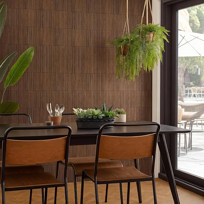 21 Pcs Peel and Stick Wood Slat Wall Panels for Interior Decor 3 Style Self Adhesive Walnut Wood Fluted Decorative Acoustic Wall Panels for Paneling Decor 3D Fluted (Classic) - Image 8