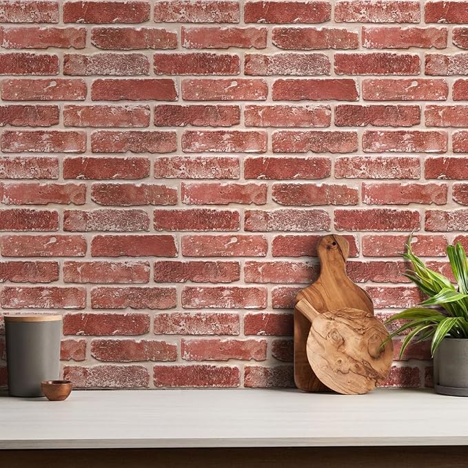 Commomy 3D Faux Brick Wall Panels - Ultra Thin PVC 10pcs 15.74" x 11.8" | Peel and Stick Brick Wall Covering for Quick DIY Interior Wall Decor,Not Real Brick (12.92 sq.ft) - Image 6