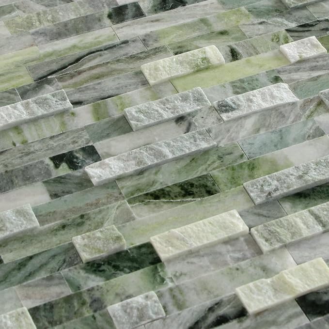 SUNWINGS 5-Sheet Peel and Stick Mosaic Natural 3D Stone Self Adhesive Marble Tiles, 11.5" x 10.7" Stick on Backsplash for Kitchen Bathroom Fireplace Vanity, Emerald Green - Image 8
