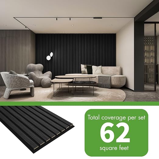 Art3d 8-Pack 12" x 93" Soundproof Wood Slat Panels, 62 sq.ft Acoustic Wall Panels, 3D Wall Panels with Wood Slat Design, Decorative Wood Wall Panel for Accent Walls-Grey Oak - Image 4