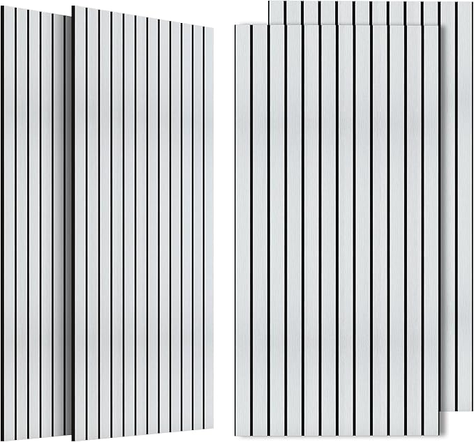 4 Pack Acoustic Wall Panels, Soundproof Panels with Simulated Wood Grain Finish, 47.2”x23.6” Decorative Acoustic Wall Panel for Office,Home Theater,Studio,Living Room, White Oak by AUTORIFIC