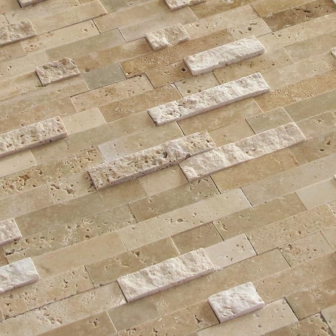 SUNWINGS 5-Sheet Peel and Stick Mosaic Natural 3D Stone Self Adhesive Marble Tiles, 11.5" x 10.7" Stick on Backsplash for Kitchen Bathroom Fireplace Vanity, Beige - Image 8