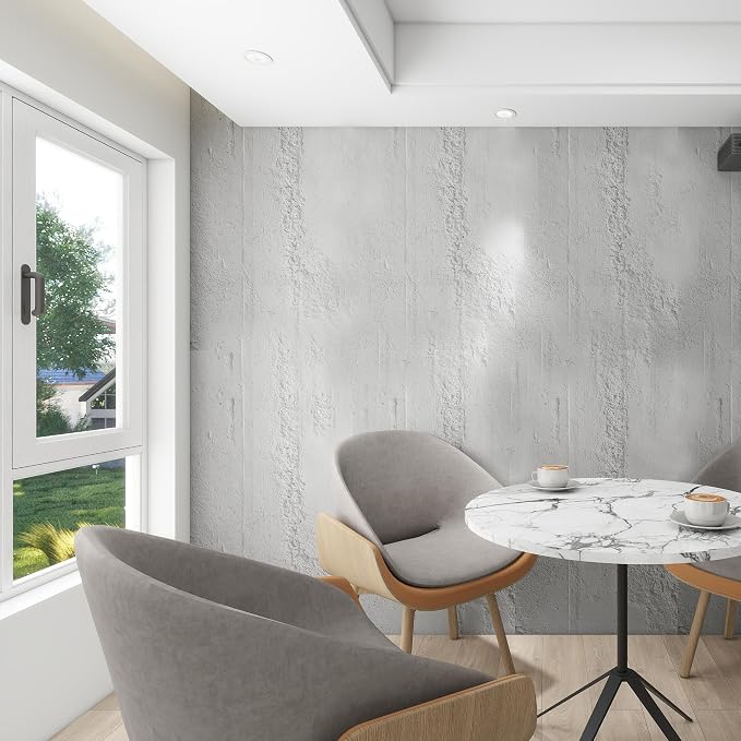 PU 3D Wall Panels Cement Texture, 4 Pieces, 47.24 × 23.62 inch, Cement | Wainscoting Panel Accent for Interior Wall Decor, Waterproof Wall Covering - Image 3