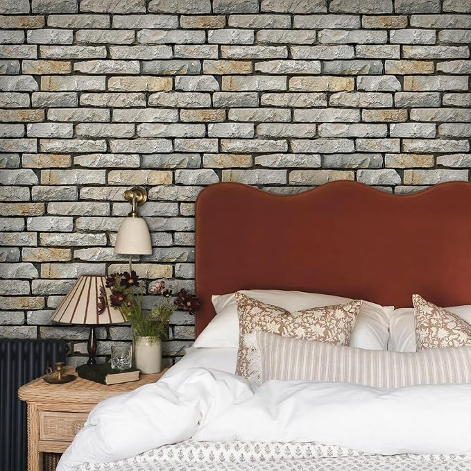 COMSTICKC 3D Faux Stone Wall Panels Peel and Stick, 12 Pcs 22.8" x 11.8" | Not Real Stone, Ultra-Light Thin PVC 3D Fake Rock Decorative Tiles Wall Sticker Covering for Interior Decor,Cover 22.48 sq ft - Image 7