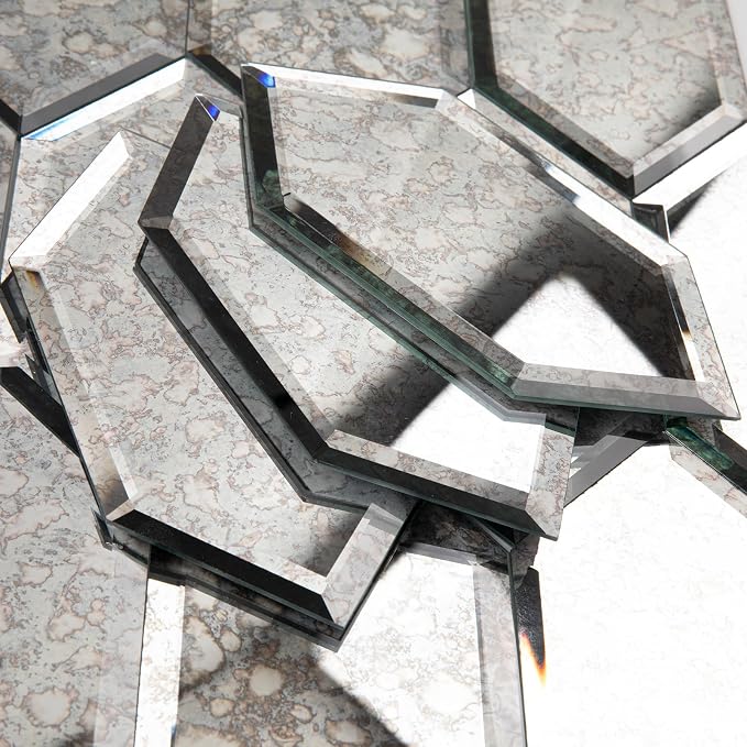 Peel and Stick Beveled Antique Mirror Tile, Mirror Backsplash Tiles for Kitchen Bathroom Wall 4x6 Inch Long Hexagon 30 Pcs, 4.8 SQ.FT - Image 5