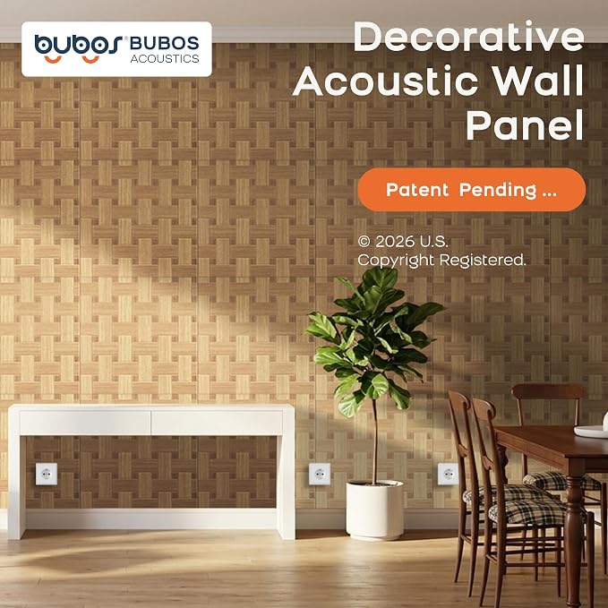 BUBOS 6 Pack Wood Wall Panel,23.6"x23.6" Peel and Stick Faux Acousitc Panel | Luxury Mocha Woodgrain Textured Panel for Wall & Home Decor - Self Adhesive Sound Absorbing for Studio,Office, Living Room - Image 2
