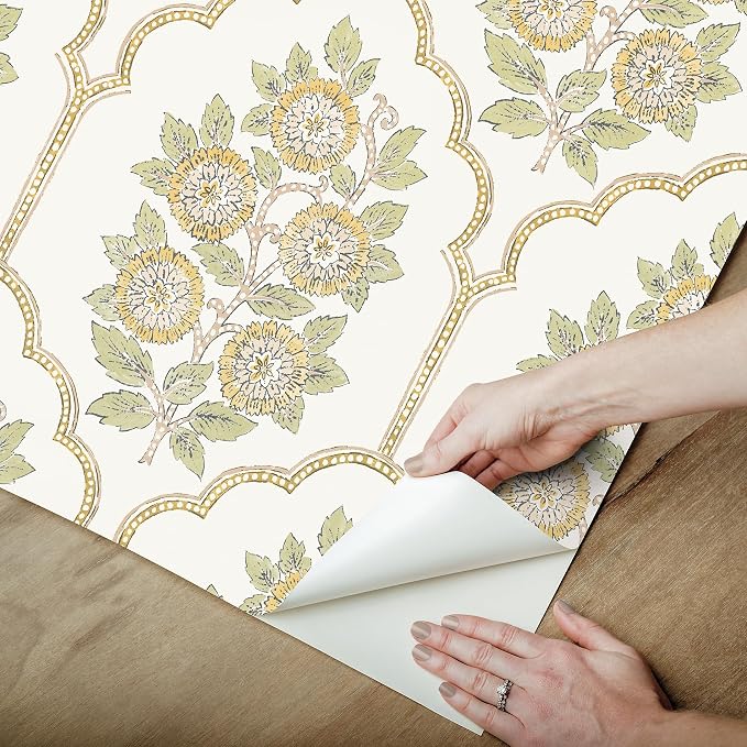 NuWallpaper x Society Social Floral Bazaar Ochre Peel and Stick Wallpaper, Removable Wallpaper, 20.5 in x 18 ft - Image 8