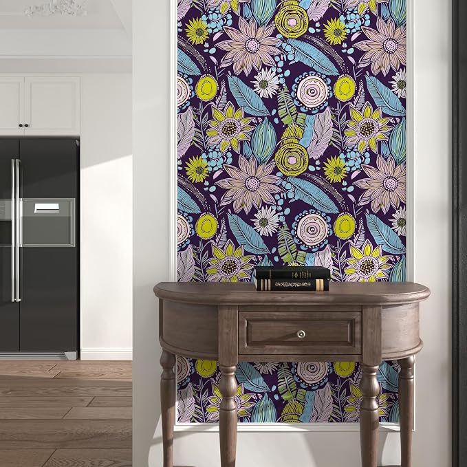 Laatse Boho Wallpaper Peel and Stick 17.5"x393",Purple Contact Paper | Self Adhesive/Removable/Waterproof/Thick Vinyl Wall Paper for Bathroom Bedroom Shelf Cabinet Drawer,Prepasted,Easy Peel - Image 7